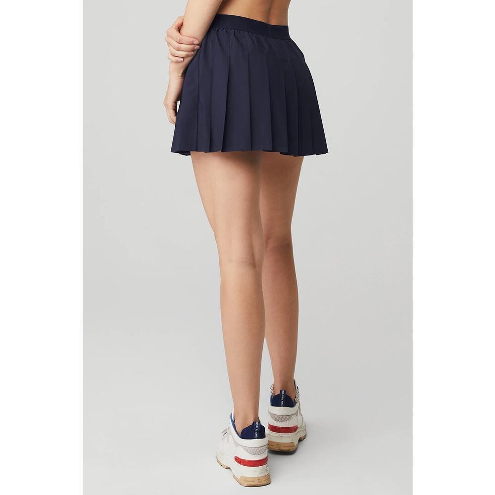 Alo Varsity Tennis Skirt True Navy Pleated‎ Athletic w/ Built in Shorts & Pocket - Picture 2 of 16
